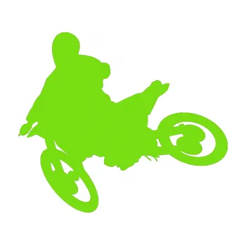 Samolepící dekorace Motorka 034 levá motokros (04 - zelená kawasaki) SAMOLEPKA NA AUTO, NÁLEPKA, FÓLIE, POLEP, TUNING, VLASTNÍ TEXT, TISK, AUTOSAMOLEPKY.cz, POLEPY, OBRÁZEK, LOGO, 3D STICKERS