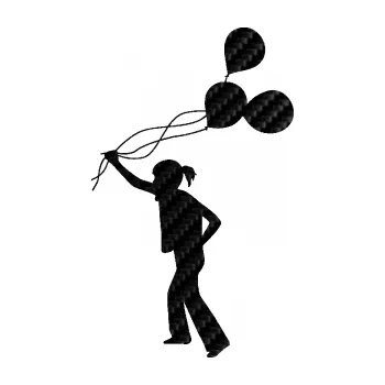 samolepka Děti silueta 006 levá holka s balónky (50 - 3D karbon černý) SAMOLEPKA NA AUTO, NÁLEPKA, FÓLIE, POLEP, TUNING, VLASTNÍ TEXT, TISK, AUTOSAMOLEPKY.cz, POLEPY, OBRÁZEK, LOGO, 3D STICKERS