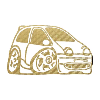 Polep vozidla SAMOLEPKA Renault Twingo karikatura pravá (59 - 3D karbon zlatý) NA AUTO, NÁLEPKA, FÓLIE, POLEP, TUNING, VLASTNÍ TEXT, TISK, AUTOSAMOLEPKY.cz, POLEPY, OBRÁZEK, LOGO, SAMOLEPKY