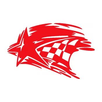 Samolepící dekorace SAMOLEPKA Hvězda se šachovnicí levá (10 - červená) NA AUTO, NÁLEPKA, FÓLIE, POLEP, TUNING, VLASTNÍ TEXT, TISK, AUTOSAMOLEPKY.cz, POLEPY, OBRÁZEK, LOGO, SAMOLEPKY