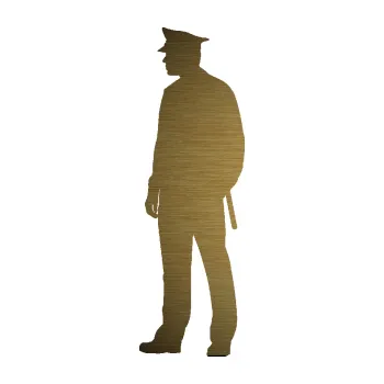 Samolepící dekorace Policajt 004 levá (64 - škrábaný kov zlatý) SAMOLEPKA NA AUTO, NÁLEPKA, FÓLIE, POLEP, TUNING, VLASTNÍ TEXT, TISK, AUTOSAMOLEPKY.cz, POLEPY, OBRÁZEK, LOGO, 3D STICKERS