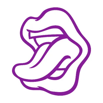 Samolepící dekorace Pusa 003 levá s vypláznutým jazykem (14 - fialová) SAMOLEPKA NA AUTO, NÁLEPKA, FÓLIE, POLEP, TUNING, VLASTNÍ TEXT, TISK, AUTOSAMOLEPKY.cz, POLEPY, OBRÁZEK, LOGO, 3D STICKERS