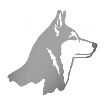 Polep vozidla SAMOLEPKA Pes 096 pravá Husky (42 - stříbrná metalíza) NA AUTO, NÁLEPKA, FÓLIE, POLEP, TUNING, VLASTNÍ TEXT, TISK, AUTOSAMOLEPKY.cz, POLEPY, OBRÁZEK, LOGO, SAMOLEPKY
