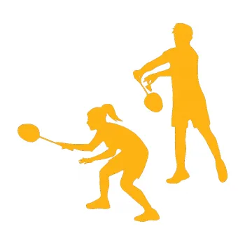 Samolepicí dekorace na vozidlo Badminton team levá (21 - světle oranžová) SAMOLEPKA NA AUTO, NÁLEPKA, FÓLIE, POLEP, TUNING, VLASTNÍ TEXT, TISK, AUTOSAMOLEPKY.cz, POLEPY, OBRÁZEK, LOGO, 3D STICKERS