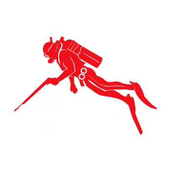 Polep vozidla SAMOLEPKA Potápěč 010 levá (10 - červená) NA AUTO, NÁLEPKA, FÓLIE, POLEP, TUNING, VLASTNÍ TEXT, TISK, AUTOSAMOLEPKY.cz, POLEPY, OBRÁZEK, LOGO, SAMOLEPKY