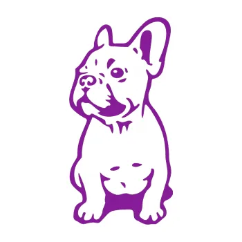 Polep vozidla SAMOLEPKA Pes 070 levá Francouzský buldoček (14 - fialová) NA AUTO, NÁLEPKA, FÓLIE, POLEP, TUNING, VLASTNÍ TEXT, TISK, AUTOSAMOLEPKY.cz, POLEPY, OBRÁZEK, LOGO, SAMOLEPKY