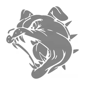 Polep vozidla Pes 136 levá rozzuřený buldok (17 - šedá) SAMOLEPKA NA AUTO, NÁLEPKA, FÓLIE, POLEP, TUNING, VLASTNÍ TEXT, TISK, AUTOSAMOLEPKY.cz, POLEPY, OBRÁZEK, LOGO, 3D STICKERS