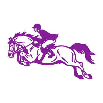 Samolepící dekorace Kůň 059 levá jezdec na koni parkur (14 - fialová) SAMOLEPKA NA AUTO, NÁLEPKA, FÓLIE, POLEP, TUNING, VLASTNÍ TEXT, TISK, AUTOSAMOLEPKY.cz, POLEPY, OBRÁZEK, LOGO, 3D STICKERS