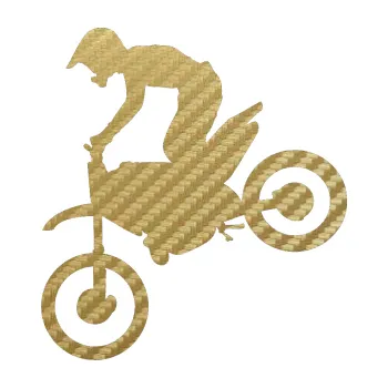 Samolepící dekorace Motorka 015 levá motokros (59 - 3D karbon zlatý) SAMOLEPKA NA AUTO, NÁLEPKA, FÓLIE, POLEP, TUNING, VLASTNÍ TEXT, TISK, AUTOSAMOLEPKY.cz, POLEPY, OBRÁZEK, LOGO, 3D STICKERS