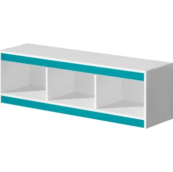 Obývací stěna Závěsná police GULLIWER 10 bílá/tyrkys lesk