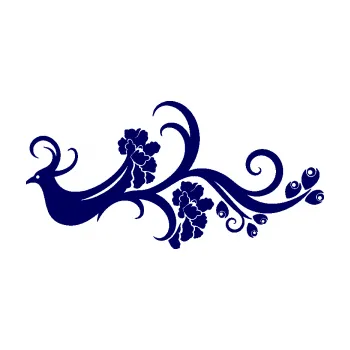 Samolepící dekorace SAMOLEPKA Květina dekor 014 levá páv (23 - tmavě modrá) NA AUTO, NÁLEPKA, FÓLIE, POLEP, TUNING, VLASTNÍ TEXT, TISK, AUTOSAMOLEPKY.cz, POLEPY, OBRÁZEK, LOGO, SAMOLEPKY