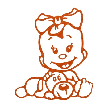 Autodoplněk Samolepka na auto Dítě v autě 051 pravá holčička s pejskem (54 - 3D karbon oranžový) NÁLEPKA, FÓLIE, POLEPY, TUNING, VLASTNÍ TEXT, TISK, AUTOSAMOLEPKY.cz, SAMOLEPKY, OBRÁZEK, LOGO, VÝROBA, PRODEJ