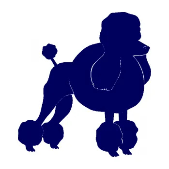 Polep vozidla SAMOLEPKA Pes 092 pravá Pudl (23 - tmavě modrá) NA AUTO, NÁLEPKA, FÓLIE, POLEP, TUNING, VLASTNÍ TEXT, TISK, AUTOSAMOLEPKY.cz, POLEPY, OBRÁZEK, LOGO, SAMOLEPKY