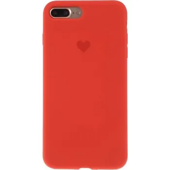 Pouzdro na mobilní telefon Silikonový kryt se srdíčkem pro iPhone 7 Plus / 8 Plus - melounově červený