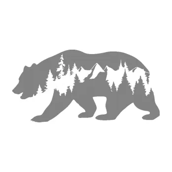 Samolepící dekorace SAMOLEPKA Hory s medvědem levá (17 - šedá) NA AUTO, NÁLEPKA, FÓLIE, POLEP, TUNING, VLASTNÍ TEXT, TISK, AUTOSAMOLEPKY.cz, POLEPY, OBRÁZEK, LOGO, SAMOLEPKY