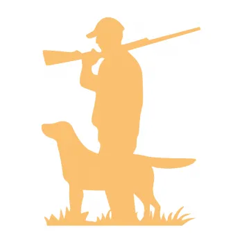 Samolepící dekorace SAMOLEPKA Myslivec 005 levá se psem na lovu (08 - béžová) NA AUTO, NÁLEPKA, FÓLIE, POLEP, TUNING, VLASTNÍ TEXT, TISK, AUTOSAMOLEPKY.cz, POLEPY, OBRÁZEK, LOGO, SAMOLEPKY