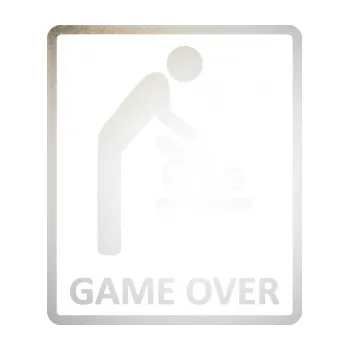 Polep vozidla SAMOLEPKA Game over varianta baby (82 - odrazková reflexní bílá) NA AUTO, NÁLEPKA, FÓLIE, POLEP, TUNING, VLASTNÍ TEXT, TISK, AUTOSAMOLEPKY.cz, POLEPY, OBRÁZEK, LOGO, SAMOLEPKY