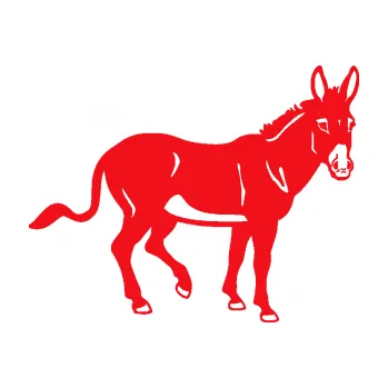 Samolepící dekorace SAMOLEPKA Osel 003 pravá (10 - červená) NA AUTO, NÁLEPKA, FÓLIE, POLEP, TUNING, VLASTNÍ TEXT, TISK, AUTOSAMOLEPKY.cz, POLEPY, OBRÁZEK, LOGO, SAMOLEPKY