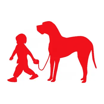 Polep vozidla SAMOLEPKA Chlapec venčí psa levá (10 - červená) NA AUTO, NÁLEPKA, FÓLIE, POLEP, TUNING, VLASTNÍ TEXT, TISK, AUTOSAMOLEPKY.cz, POLEPY, OBRÁZEK, LOGO, SAMOLEPKY