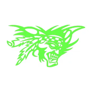 Samolepící dekorace Indián 001 pravá (71 - Fluorescentní zelená) SAMOLEPKA NA AUTO, NÁLEPKA, FÓLIE, POLEP, TUNING, VLASTNÍ TEXT, TISK, AUTOSAMOLEPKY.cz, POLEPY, OBRÁZEK, LOGO, 3D STICKERS