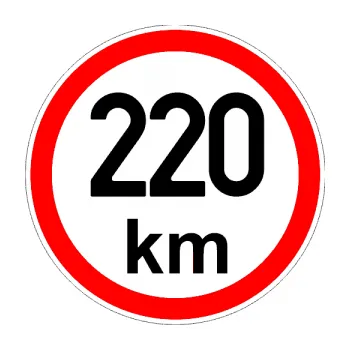 samolepka Maximální rychlost 220km - nejvyšší konstrukční rychlost (01 - černá) SAMOLEPKA NA AUTO, NÁLEPKA, FÓLIE, POLEP, TUNING, VLASTNÍ TEXT, TISK, AUTOSAMOLEPKY.cz, POLEPY, OBRÁZEK, LOGO, 3D STICKERS