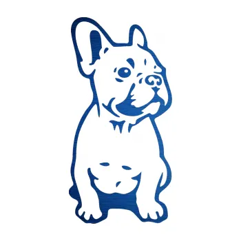 samolepka Pes 070 pravá Francouzský buldoček (65 - škrábaný kov modrý) SAMOLEPKA NA AUTO, NÁLEPKA, FÓLIE, POLEP, TUNING, VLASTNÍ TEXT, TISK, AUTOSAMOLEPKY.cz, POLEPY, OBRÁZEK, LOGO, 3D STICKERS