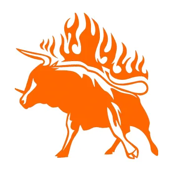 Samolepicí dekorace na vozidlo Animal flames 055 levá býk (73 - Fluorescentní oranžová) SAMOLEPKA NA AUTO, NÁLEPKA, FÓLIE, POLEP, TUNING, VLASTNÍ TEXT, TISK, AUTOSAMOLEPKY.cz, POLEPY, OBRÁZEK, LOGO, 3D STICKERS