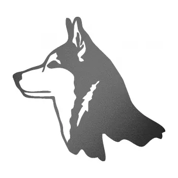 Polep vozidla Pes 096 levá Husky (41 - grafitová metalíza) SAMOLEPKA NA AUTO, NÁLEPKA, FÓLIE, POLEP, TUNING, VLASTNÍ TEXT, TISK, AUTOSAMOLEPKY.cz, POLEPY, OBRÁZEK, LOGO, 3D STICKERS