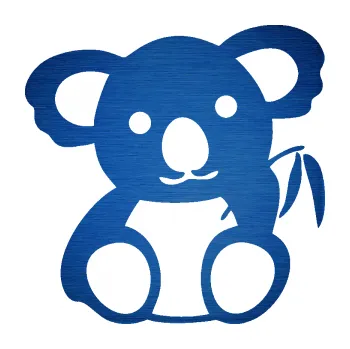 Samolepící dekorace Koala 001 levá (65 - škrábaný kov modrý) SAMOLEPKA NA AUTO, NÁLEPKA, FÓLIE, POLEP, TUNING, VLASTNÍ TEXT, TISK, AUTOSAMOLEPKY.cz, POLEPY, OBRÁZEK, LOGO, 3D STICKERS