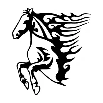Samolepicí dekorace na vozidlo Animal flames 005 levá kůň (01 - černá) SAMOLEPKA NA AUTO, NÁLEPKA, FÓLIE, POLEP, TUNING, VLASTNÍ TEXT, TISK, AUTOSAMOLEPKY.cz, POLEPY, OBRÁZEK, LOGO, 3D STICKERS
