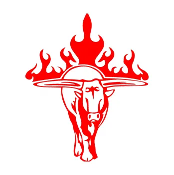 Samolepicí dekorace na vozidlo Animal flames 050 pravá býk (74 - Fluorescentní červená) SAMOLEPKA NA AUTO, NÁLEPKA, FÓLIE, POLEP, TUNING, VLASTNÍ TEXT, TISK, AUTOSAMOLEPKY.cz, POLEPY, OBRÁZEK, LOGO, 3D STICKERS