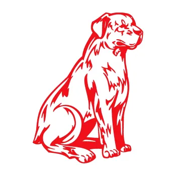 Polep vozidla SAMOLEPKA Pes 032 pravá (10 - červená) NA AUTO, NÁLEPKA, FÓLIE, POLEP, TUNING, VLASTNÍ TEXT, TISK, AUTOSAMOLEPKY.cz, POLEPY, OBRÁZEK, LOGO, SAMOLEPKY