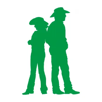 Samolepící dekorace SAMOLEPKA Kovboj a kovbojka 001 pravá (12 - zelená) NA AUTO, NÁLEPKA, FÓLIE, POLEP, TUNING, VLASTNÍ TEXT, TISK, AUTOSAMOLEPKY.cz, POLEPY, OBRÁZEK, LOGO, SAMOLEPKY