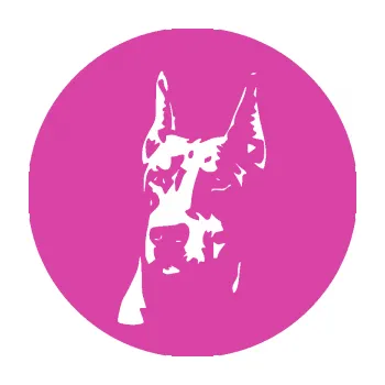 Polep vozidla Pes 142 levá dobrman (16 - růžová) SAMOLEPKA NA AUTO, NÁLEPKA, FÓLIE, POLEP, TUNING, VLASTNÍ TEXT, TISK, AUTOSAMOLEPKY.cz, POLEPY, OBRÁZEK, LOGO, 3D STICKERS