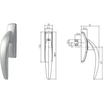 Okenní klika Hliníková klika pro Al okna - FREESTYLE, ROTO Barva: Bílá