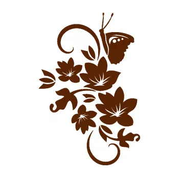 Samolepící dekorace SAMOLEPKA Květina dekor 005 levá s motýlkem (15 - hnědá) NA AUTO, NÁLEPKA, FÓLIE, POLEP, TUNING, VLASTNÍ TEXT, TISK, AUTOSAMOLEPKY.cz, POLEPY, OBRÁZEK, LOGO, SAMOLEPKY