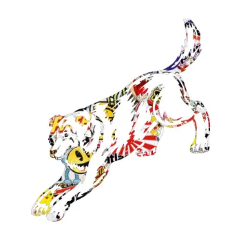 samolepka Pes 044 levá (83 - Sticker bomb) SAMOLEPKA NA AUTO, NÁLEPKA, FÓLIE, POLEP, TUNING, VLASTNÍ TEXT, TISK, AUTOSAMOLEPKY.cz, POLEPY, OBRÁZEK, LOGO, 3D STICKERS