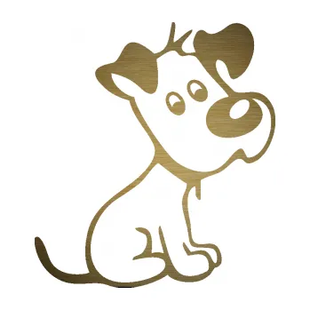 Polep vozidla SAMOLEPKA Pes 155 pravá (64 - škrábaný kov zlatý) NA AUTO, NÁLEPKA, FÓLIE, POLEP, TUNING, VLASTNÍ TEXT, TISK, AUTOSAMOLEPKY.cz, POLEPY, OBRÁZEK, LOGO, SAMOLEPKY