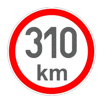 samolepka Maximální rychlost 310km - nejvyšší konstrukční rychlost (62 - škrábaný titan) SAMOLEPKA NA AUTO, NÁLEPKA, FÓLIE, POLEP, TUNING, VLASTNÍ TEXT, TISK, AUTOSAMOLEPKY.cz, POLEPY, OBRÁZEK, LOGO, 3D STICKERS