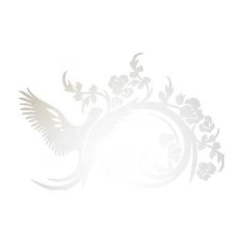 Samolepící dekorace SAMOLEPKA Květina 011 levá ptáček s květy (82 - odrazková reflexní bílá) NA AUTO, NÁLEPKA, FÓLIE, POLEP, TUNING, VLASTNÍ TEXT, TISK, AUTOSAMOLEPKY.cz, POLEPY, OBRÁZEK, LOGO, SAMOLEPKY