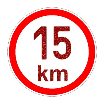 samolepka Maximální rychlost 15km - nejvyšší konstrukční rychlost (86 - Ultra Metalic červená) SAMOLEPKA NA AUTO, NÁLEPKA, FÓLIE, POLEP, TUNING, VLASTNÍ TEXT, TISK, AUTOSAMOLEPKY.cz, POLEPY, OBRÁZEK, LOGO, 3D STICKERS