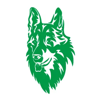 Polep vozidla Pes 128 levá německý ovčák (12 - zelená) SAMOLEPKA NA AUTO, NÁLEPKA, FÓLIE, POLEP, TUNING, VLASTNÍ TEXT, TISK, AUTOSAMOLEPKY.cz, POLEPY, OBRÁZEK, LOGO, 3D STICKERS