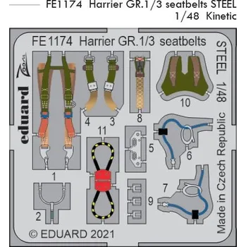 Plastikový model Eduard 1/48 Harrier GR.1/3 seatbelts STEEL (KINETIC)