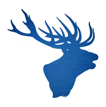 Samolepící dekorace SAMOLEPKA Jelen 001 pravá silueta hlavy (65 - škrábaný kov modrý) NA AUTO, NÁLEPKA, FÓLIE, POLEP, TUNING, VLASTNÍ TEXT, TISK, AUTOSAMOLEPKY.cz, POLEPY, OBRÁZEK, LOGO, SAMOLEPKY