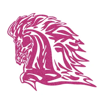 Samolepicí dekorace na vozidlo Animal flames 101 levá kůň (90 - Ultra Metalic růžová) SAMOLEPKA NA AUTO, NÁLEPKA, FÓLIE, POLEP, TUNING, VLASTNÍ TEXT, TISK, AUTOSAMOLEPKY.cz, POLEPY, OBRÁZEK, LOGO, 3D STICKERS