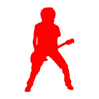 Samolepicí dekorace na vozidlo Music 010 pravá rocker s kytarou (74 - Fluorescentní červená) SAMOLEPKA NA AUTO, NÁLEPKA, FÓLIE, POLEP, TUNING, VLASTNÍ TEXT, TISK, AUTOSAMOLEPKY.cz, POLEPY, OBRÁZEK, LOGO, 3D STICKERS