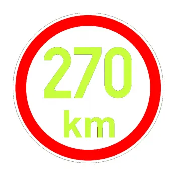 samolepka Maximální rychlost 270km - nejvyšší konstrukční rychlost (27 - limetová) SAMOLEPKA NA AUTO, NÁLEPKA, FÓLIE, POLEP, TUNING, VLASTNÍ TEXT, TISK, AUTOSAMOLEPKY.cz, POLEPY, OBRÁZEK, LOGO, 3D STICKERS