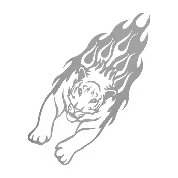 Samolepicí dekorace na vozidlo Animal flames 024 levá tygr (42 - stříbrná metalíza) SAMOLEPKA NA AUTO, NÁLEPKA, FÓLIE, POLEP, TUNING, VLASTNÍ TEXT, TISK, AUTOSAMOLEPKY.cz, POLEPY, OBRÁZEK, LOGO, 3D STICKERS