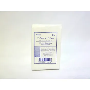 Kompresy nesterilní gázové ze 100% bavlny 8 vrstev - 7,5x7,5 cm