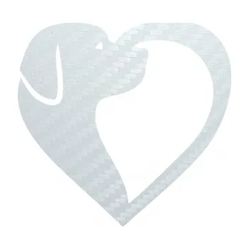 Polep vozidla SAMOLEPKA Pes 105 levá v srdíčku (51 - 3D karbon bílý) NA AUTO, NÁLEPKA, FÓLIE, POLEP, TUNING, VLASTNÍ TEXT, TISK, AUTOSAMOLEPKY.cz, POLEPY, OBRÁZEK, LOGO, SAMOLEPKY